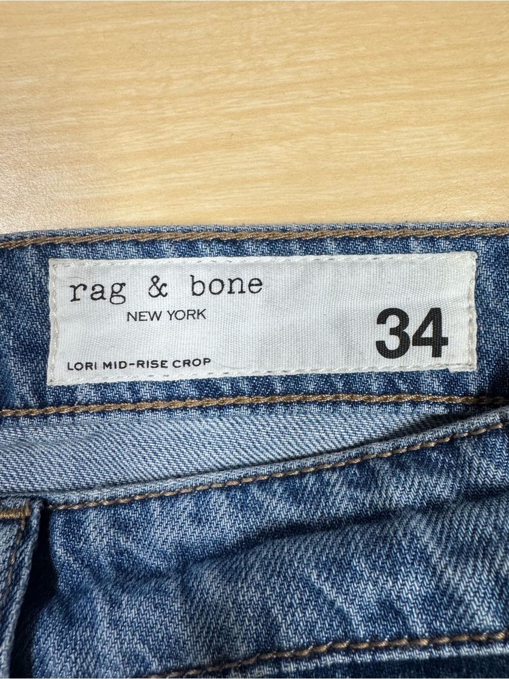 rag & bone Button-Front Light Blue Denim Detail Jeans